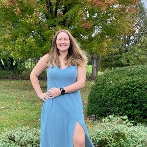 Azazie Jane Alibe Steel Blue Dess